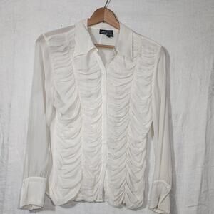 CAMI INTERNATIONAL SZ sz 18 100% Silk Ruffled Casual Button Down Blouse